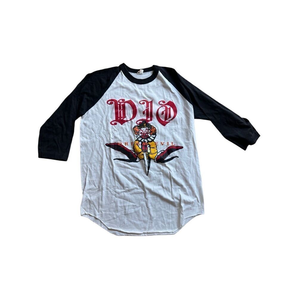Ronnie James DIO rare vintage Dream Evil Clown Jersey Tour T shirt L 1987 NEW